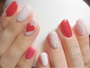 バレンタインネイル